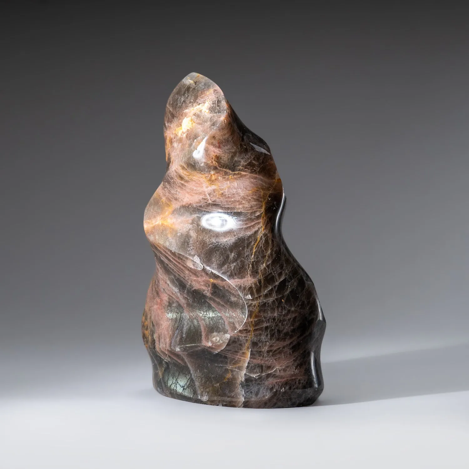 Genuine Polished Black Moonstone Flame Freeform (2.2 lbs)