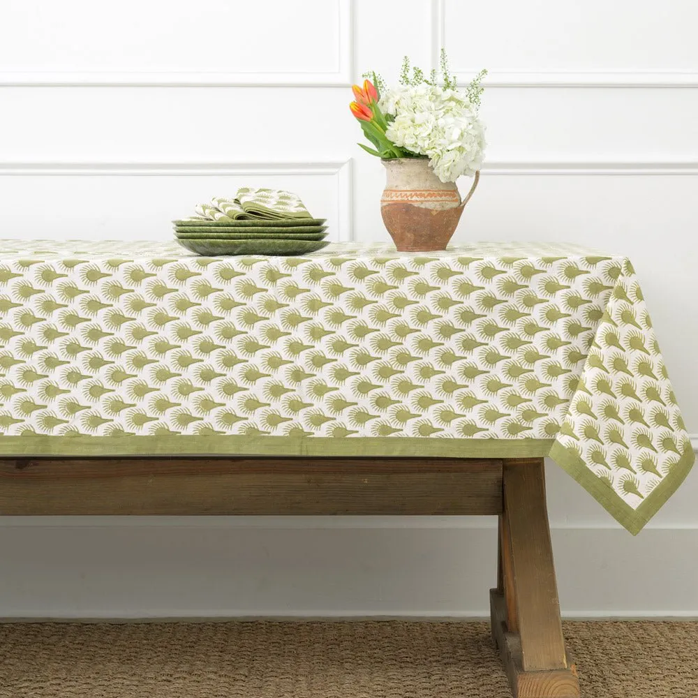 Geo Feather Moss Tablecloth