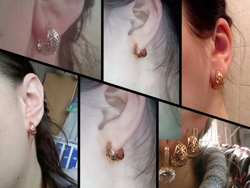Girlfriend Gift Round Hoop Earrings for Women Fashion 18K Gold Platinum Plated Earrings Vintage Hollow Earrings Jewelry