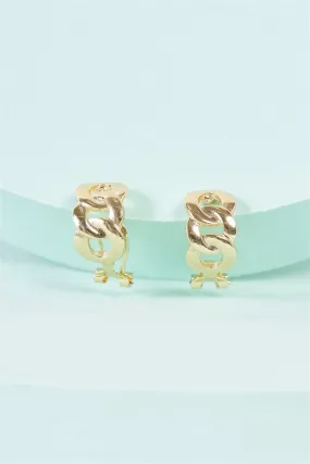 Gold Chain Link Hinged Hoop Earrings