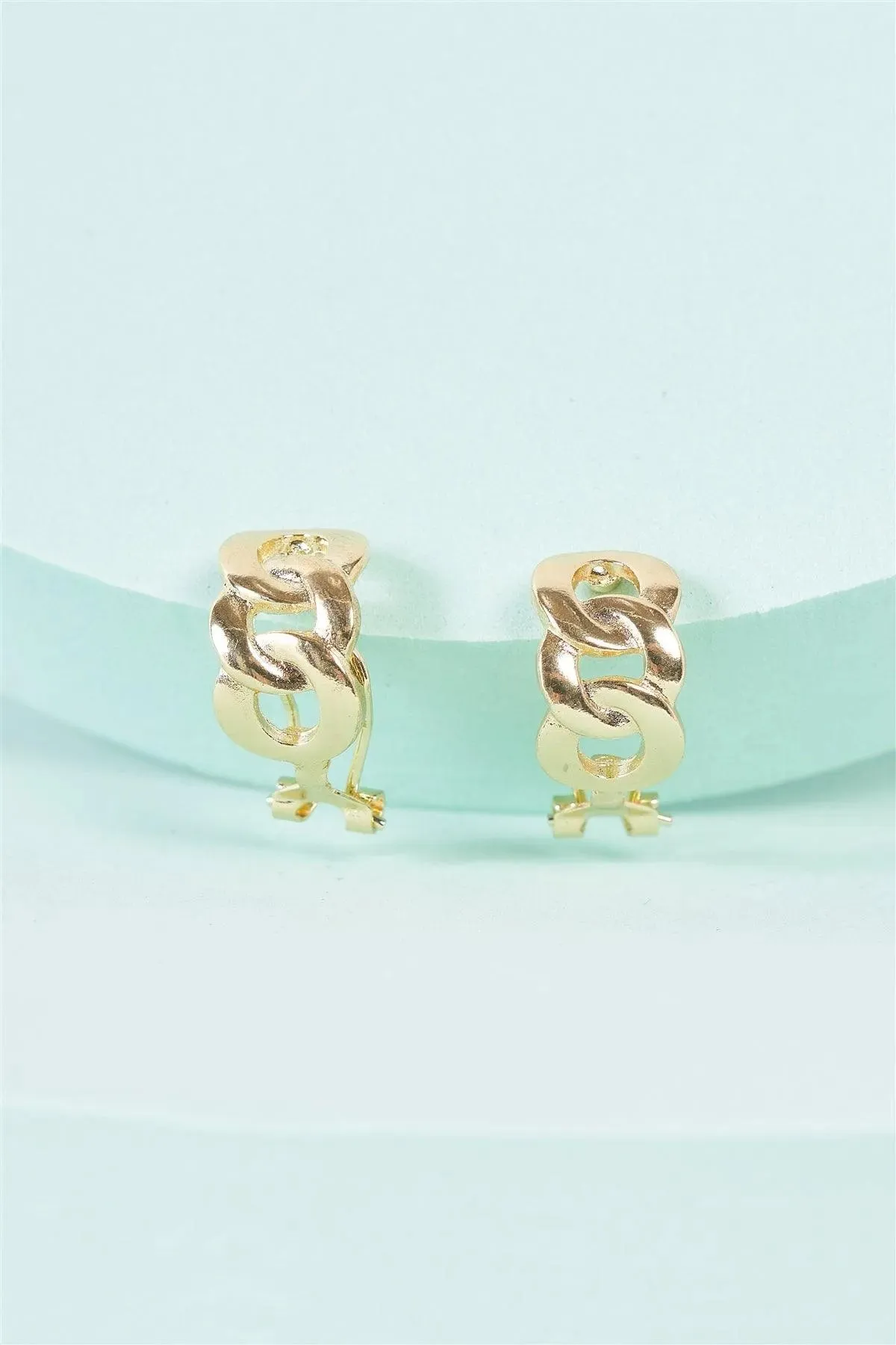 Gold Chain Link Hinged Hoop Earrings