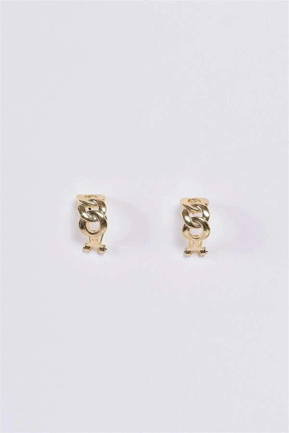 Gold Chain Link Hinged Hoop Earrings