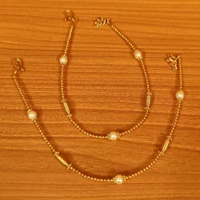 GOLD PLATED PEARL LIGHT WEIGHT ANKLETS