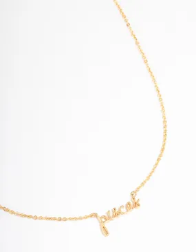 Gold Plated Pisces Script Pendant Necklace