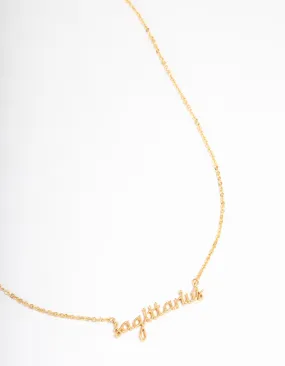 Gold Plated Sagittarius Script Pendant Necklace