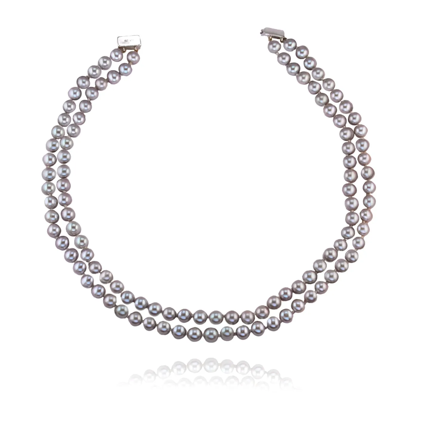 Grey Freshwater Pearl Large Double Strand Necklace