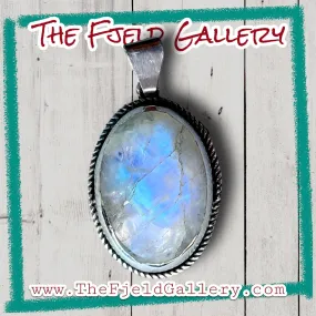 Handmade Rainbow Moonstone Sterling Silver Necklace Pendant