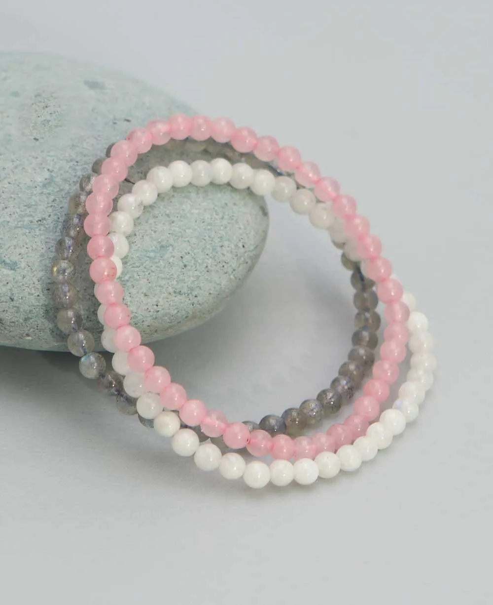 Healing Gemstone Goddess Energy Bracelets, Set of 3