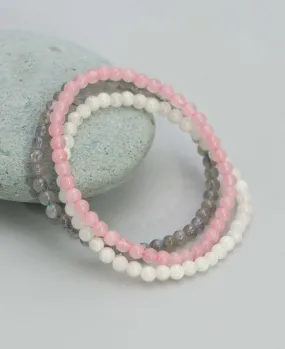 Healing Gemstone Goddess Energy Bracelets, Set of 3