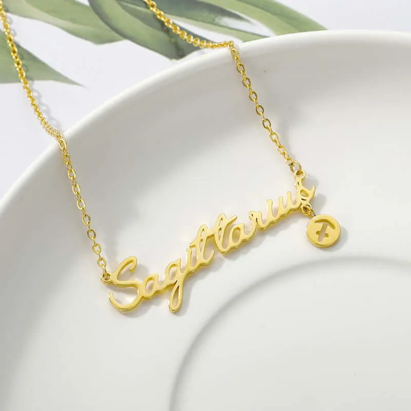 Horoscope Zodiac Necklaces Stainless-Steel Gold-Plated Astrology Constellation Coin Sign Dainty Chain