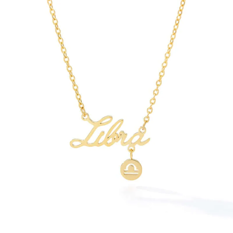 Horoscope Zodiac Necklaces Stainless-Steel Gold-Plated Astrology Constellation Coin Sign Dainty Chain