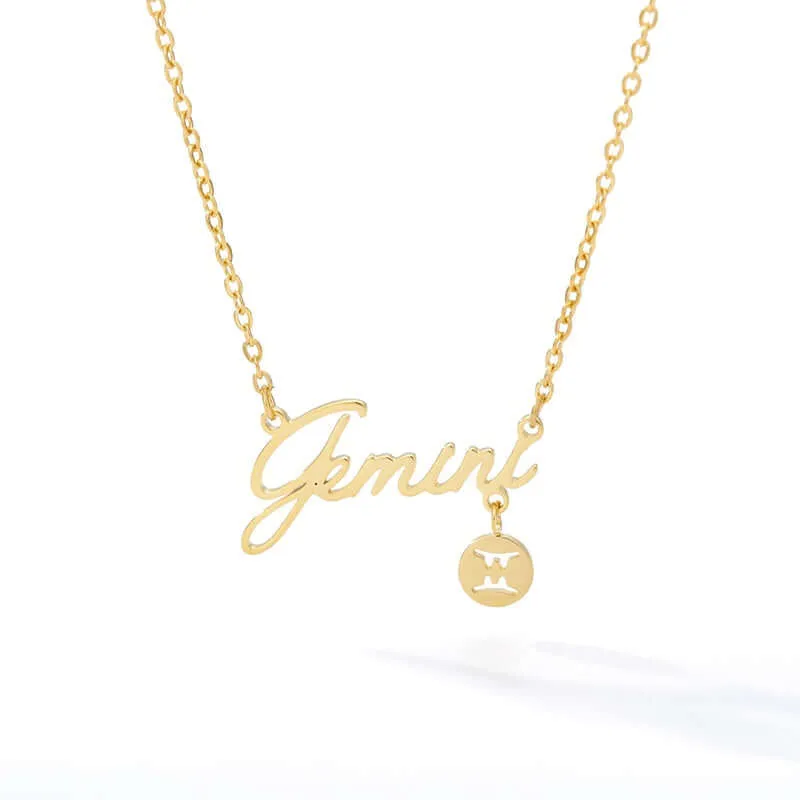 Horoscope Zodiac Necklaces Stainless-Steel Gold-Plated Astrology Constellation Coin Sign Dainty Chain
