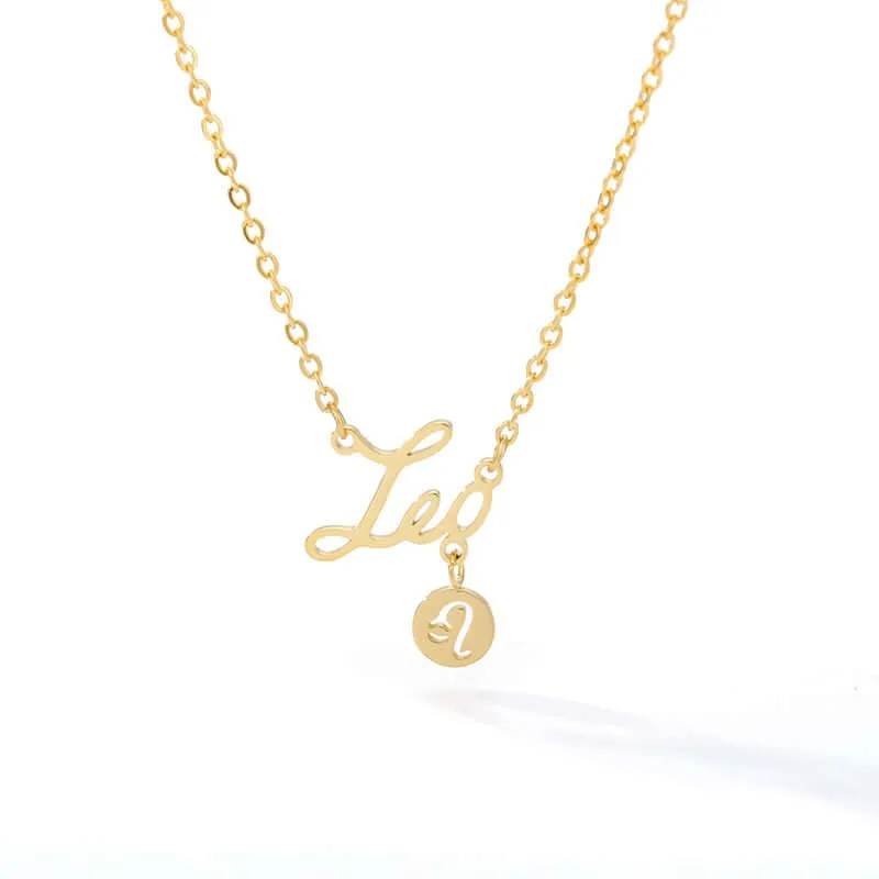 Horoscope Zodiac Necklaces Stainless-Steel Gold-Plated Astrology Constellation Coin Sign Dainty Chain