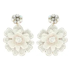 In Bloom Beaded Earrings - White