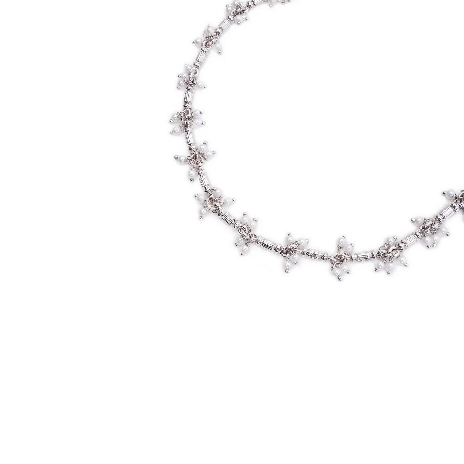 Kalki Anklet in Pearl and Rhodium