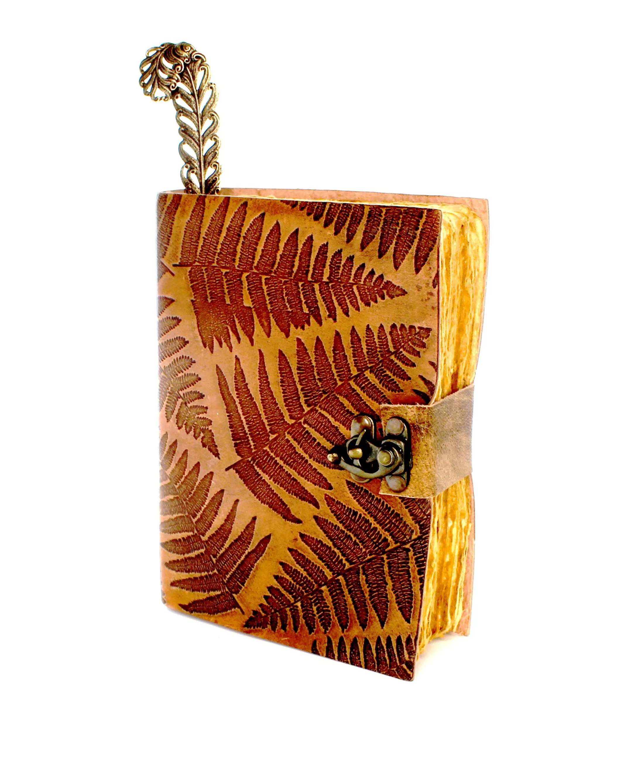 Leather Embossed Fern Journal, made in USA, each