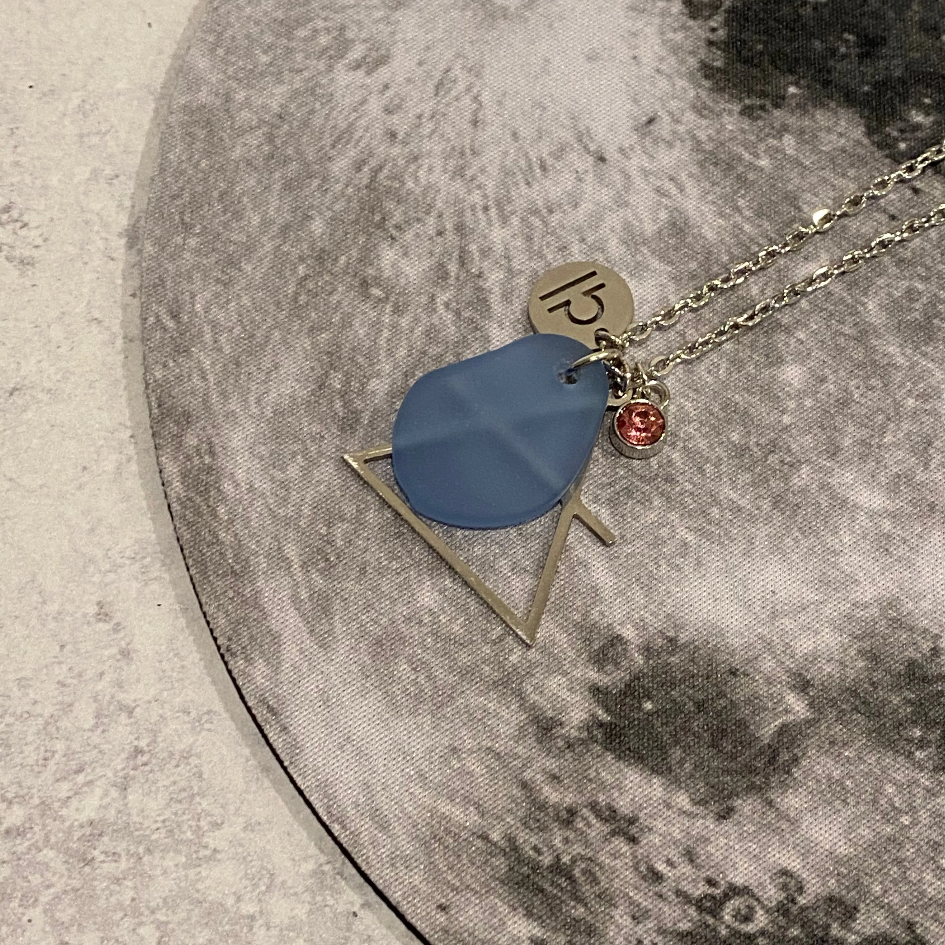 Libra Constellation Necklace with Blue Sea Glass, Custom Birthstone, and Air Element