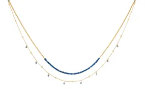 Lily Gold & Kyanite Gemstone Beaded Necklace