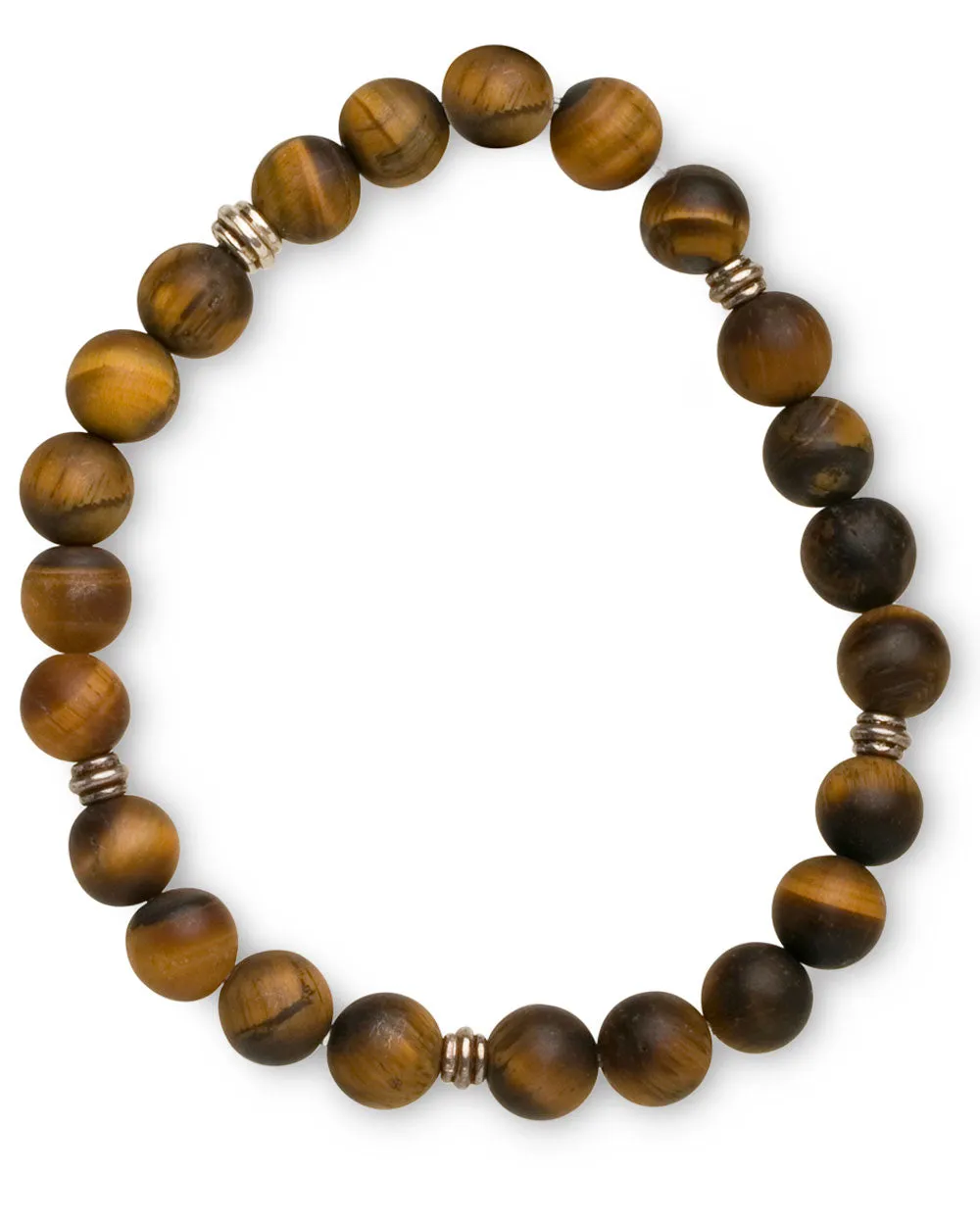 Matte Tiger’s Eye and Sterling Silver Beaded Bracelet