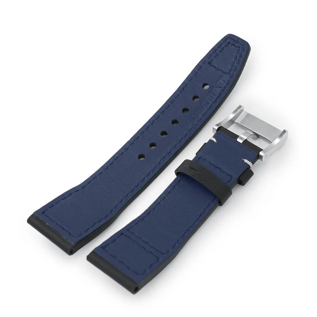 MiLTAT Pilot Black Woven Texture, Rivet Lug, Brushed