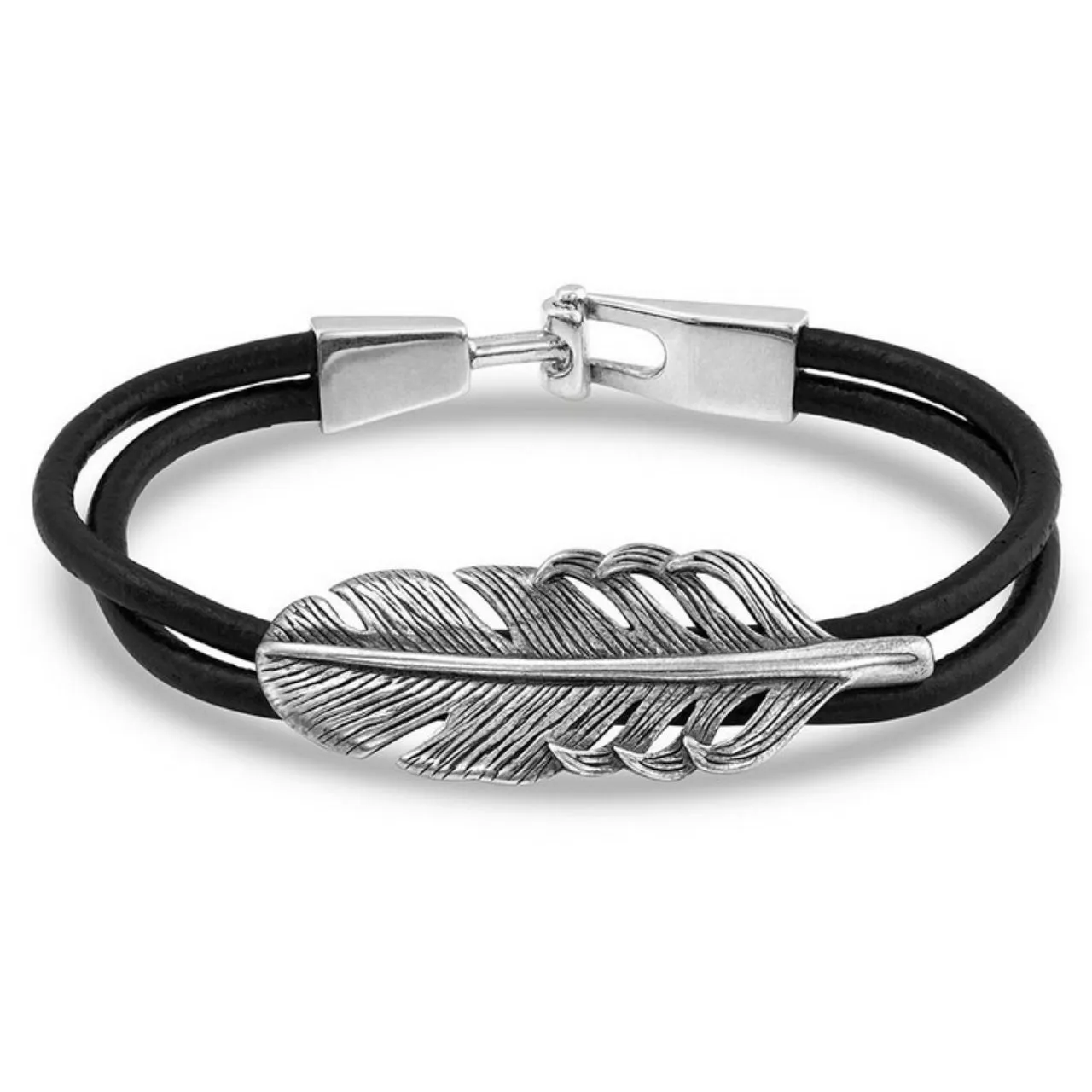 Montana Silversmiths Antiqued Feather Leather Bracelet