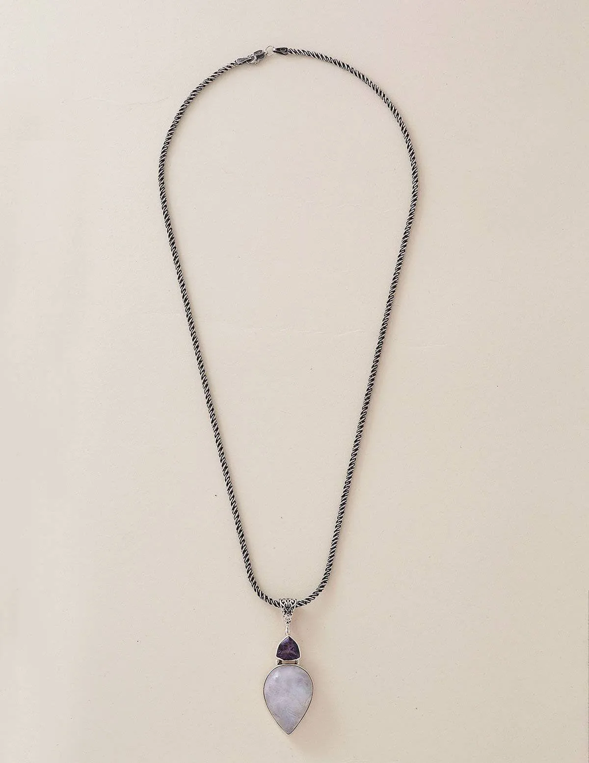 Moonstone and Amethyst Vintage Necklace - One of a Kind