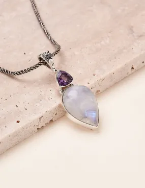 Moonstone and Amethyst Vintage Necklace - One of a Kind