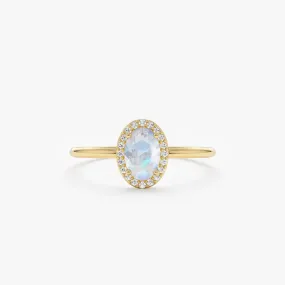 Moonstone and Diamond Engagement Ring, Claire
