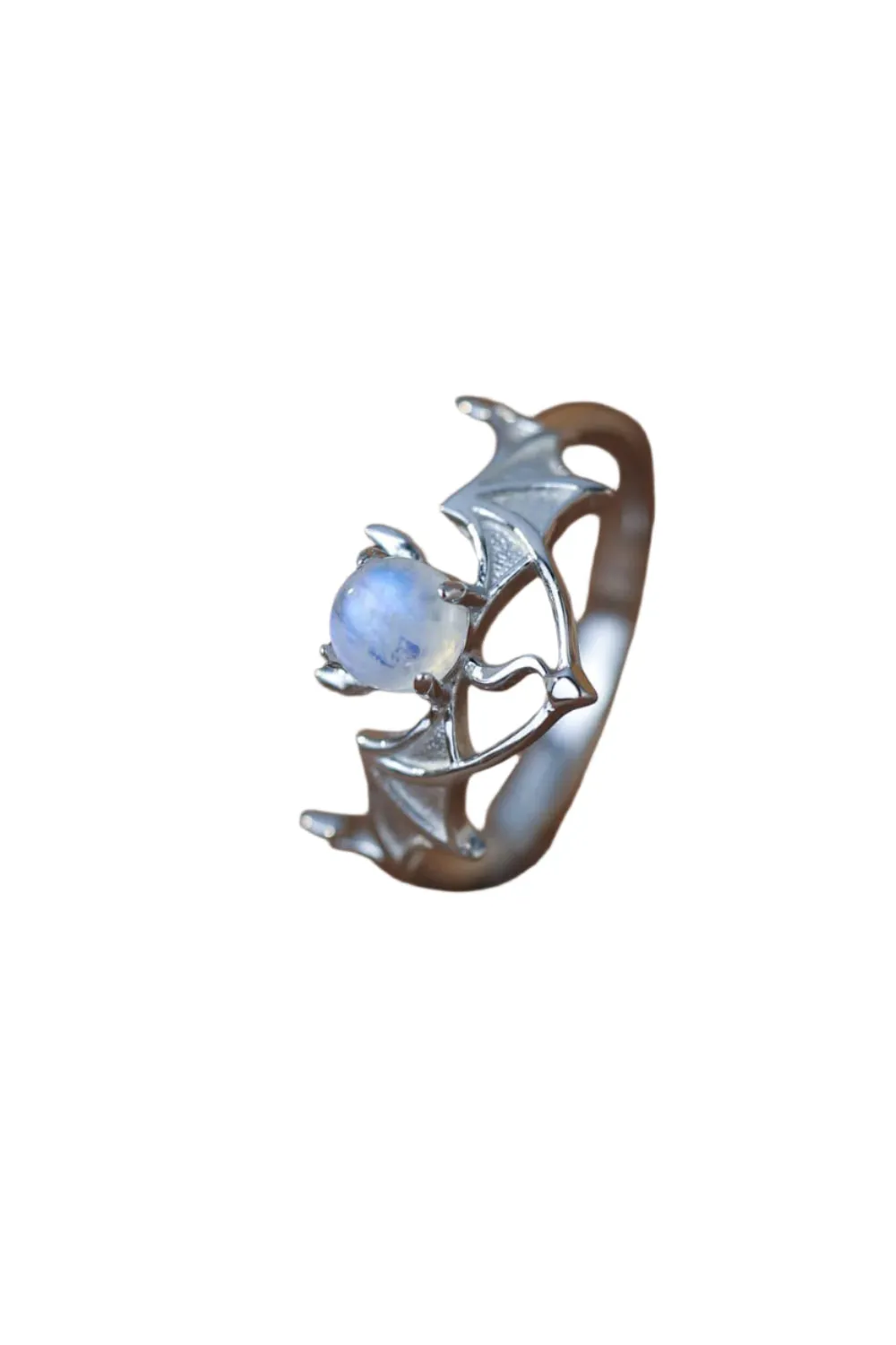 Moonstone Bat 925 Sterling Silver Ring