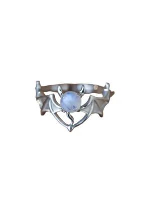 Moonstone Bat 925 Sterling Silver Ring