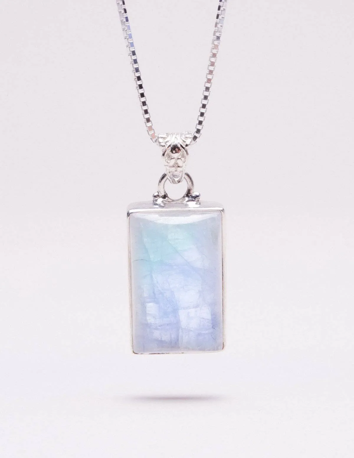 Moonstone Square Mini Pendant Necklace