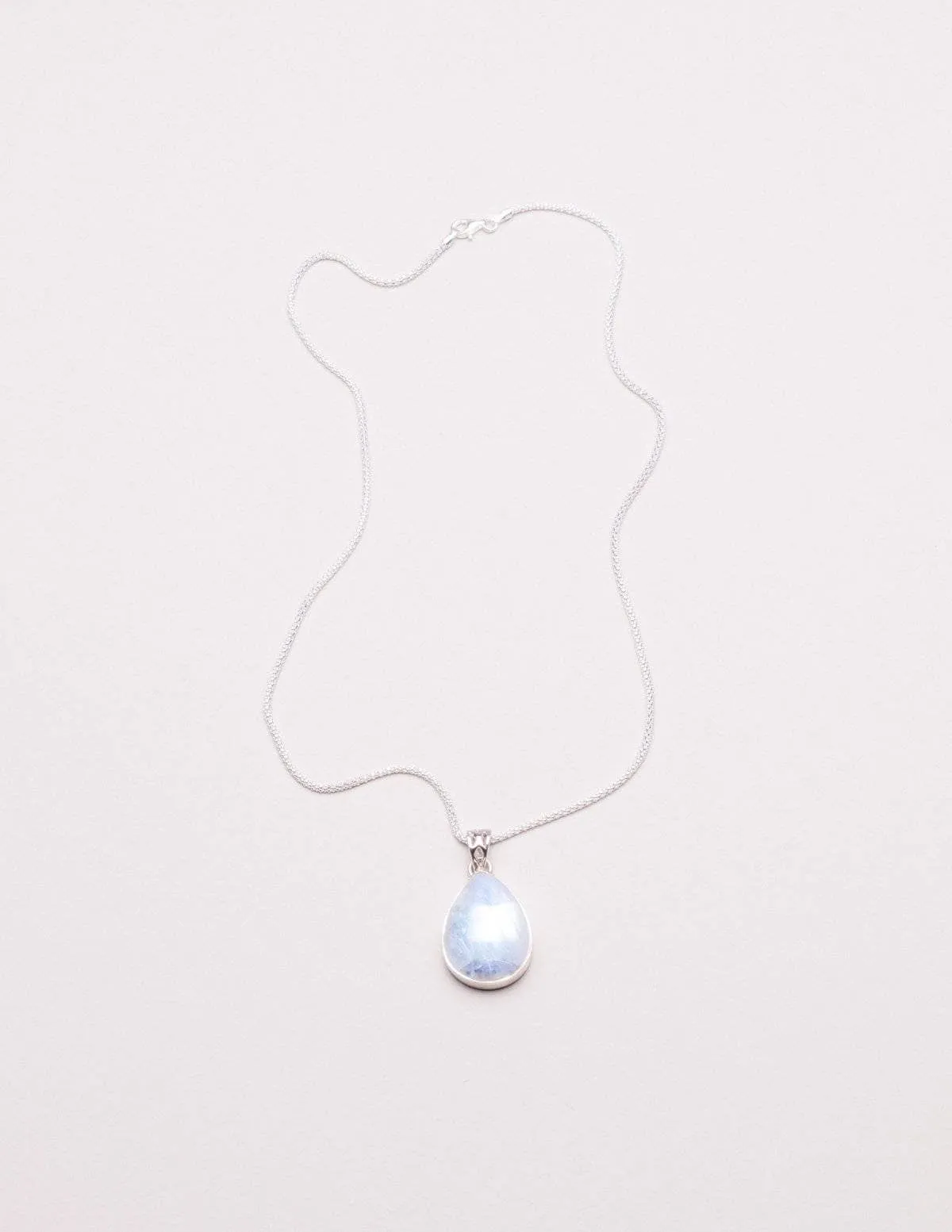 Moonstone Teardrop Silver Pendant Necklace