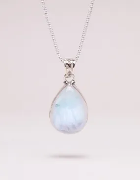 Moonstone Teardrop Silver Pendant Necklace