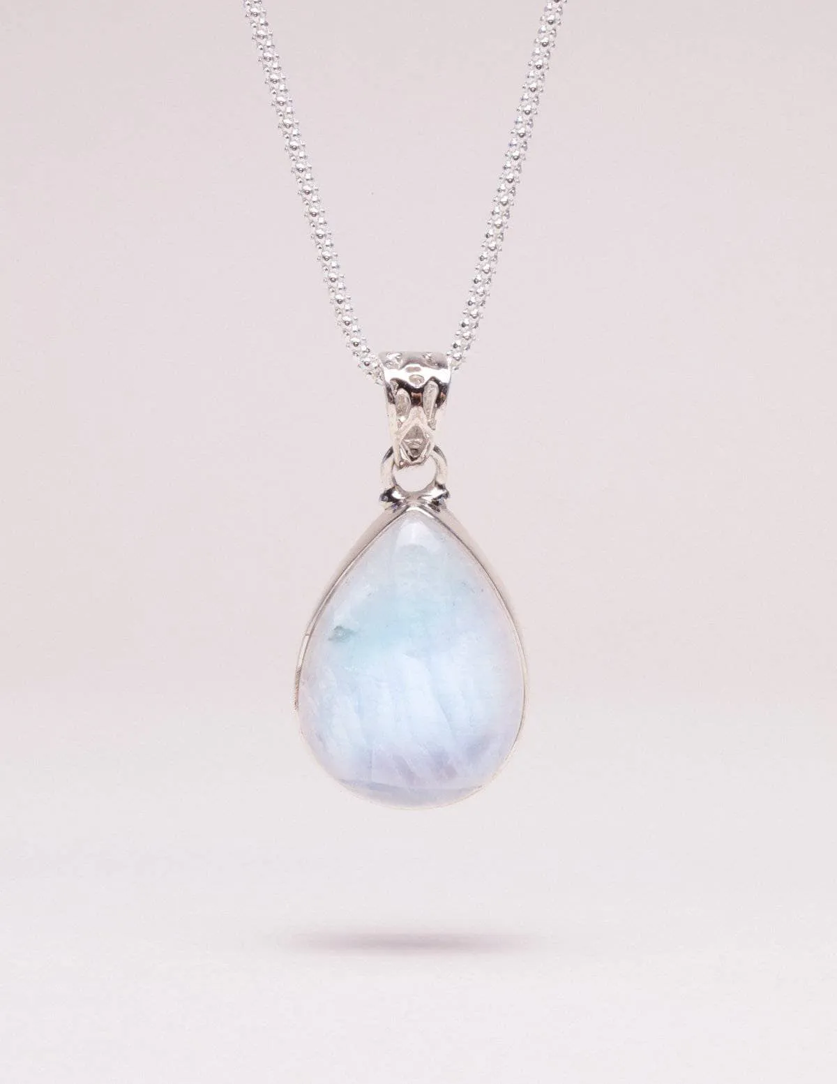 Moonstone Teardrop Silver Pendant Necklace