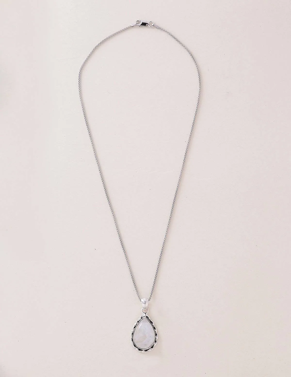 Moonstone Vintage Teardrop Silver Necklace