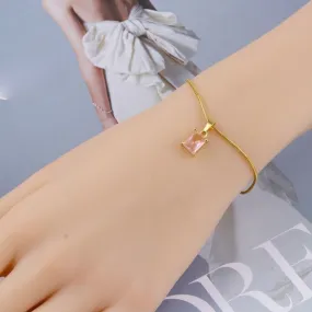 Morganite Stone Wheat Chain Gold Bracelet JLTB0619