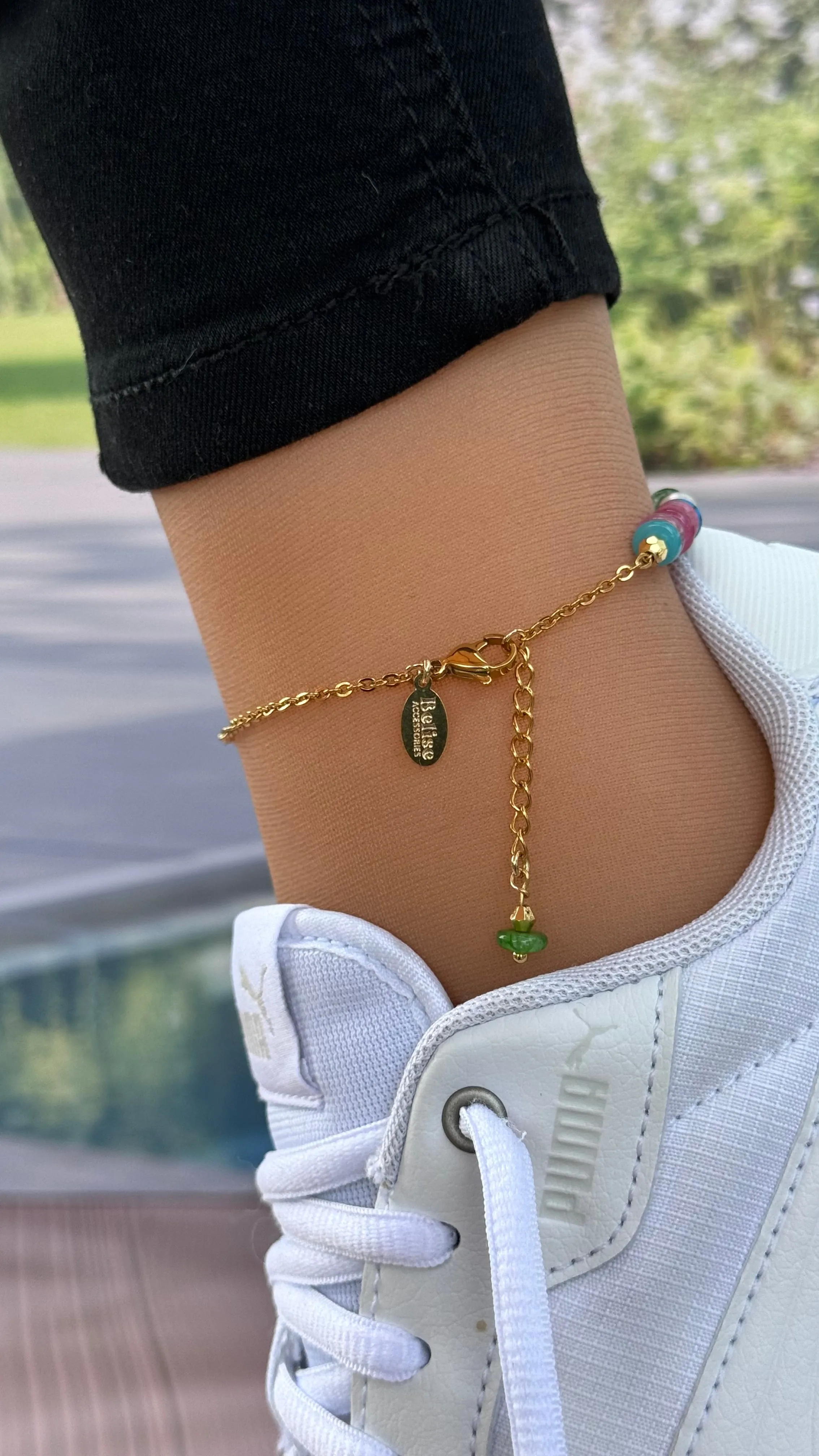 Natural Stones and Pearls Anklet