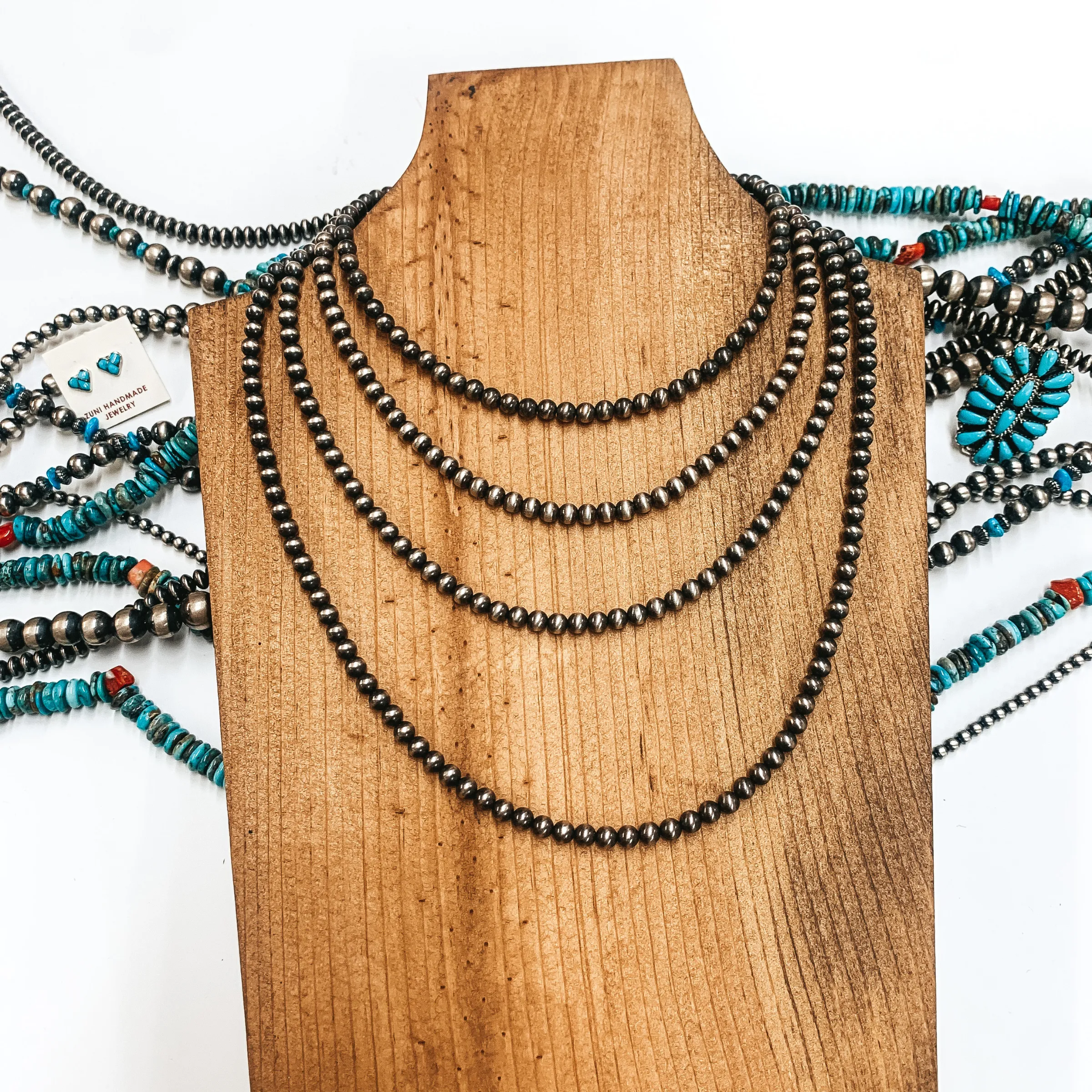 Navajo | Navajo Handmade 5mm Navajo Pearls Necklace | Varying Lengths