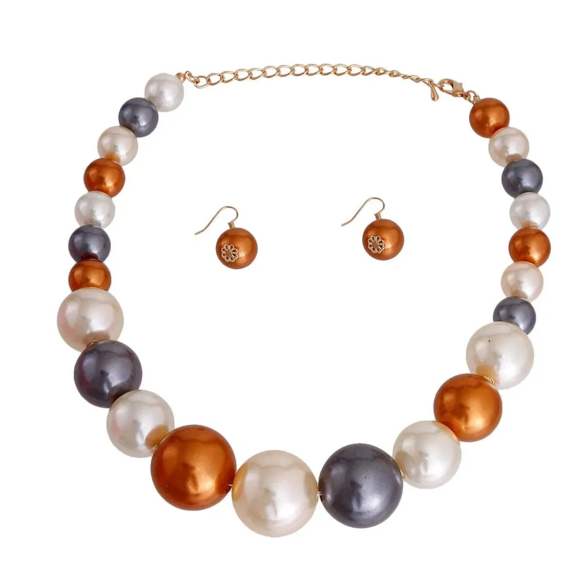 Necklace and Earring Set with Faux Pearls