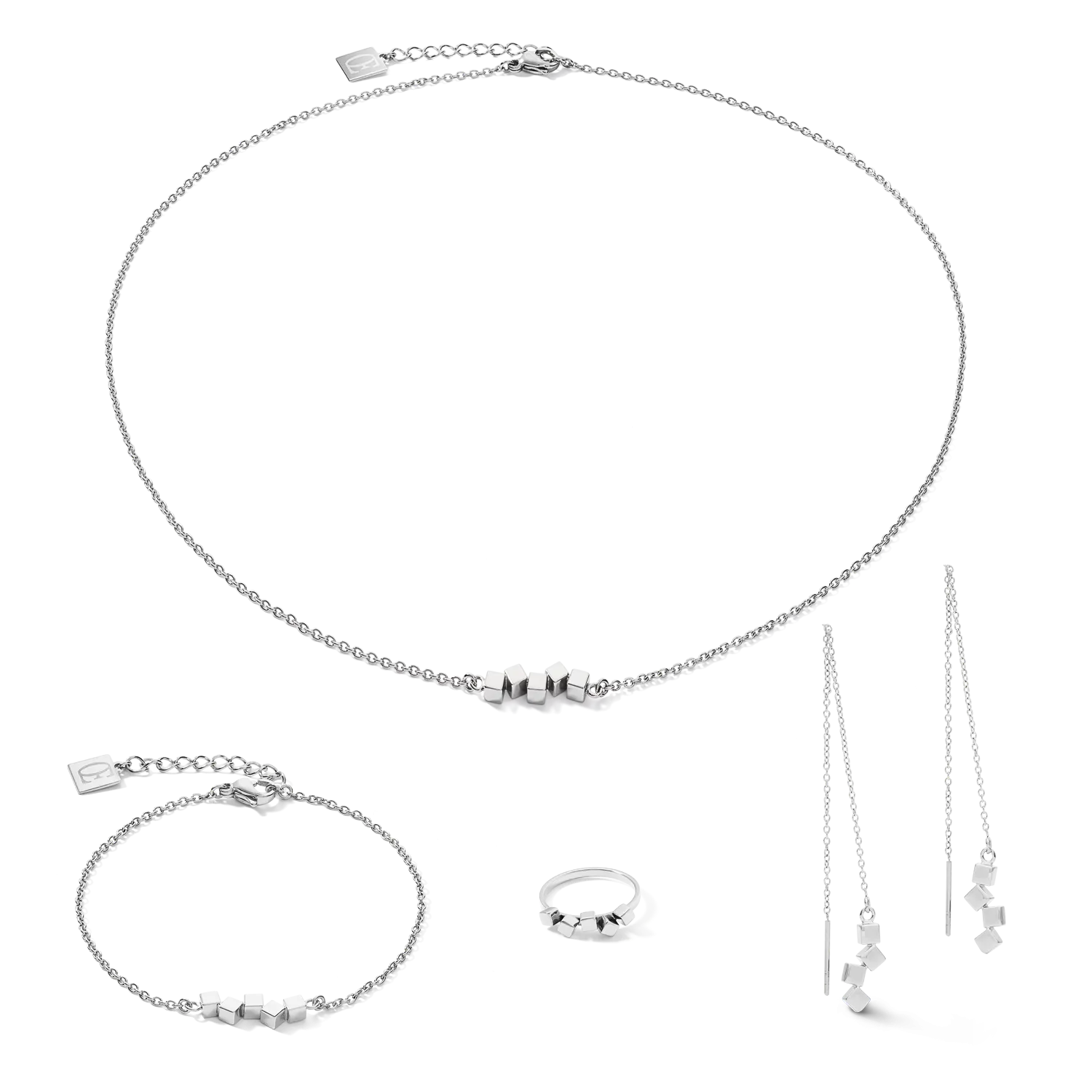 Necklace Dancing GeoCUBE® small stainless steel silver
