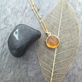 November Citrine Birthstone | Citrine Gemstone | Gold Necklace | Prosperity Optimism