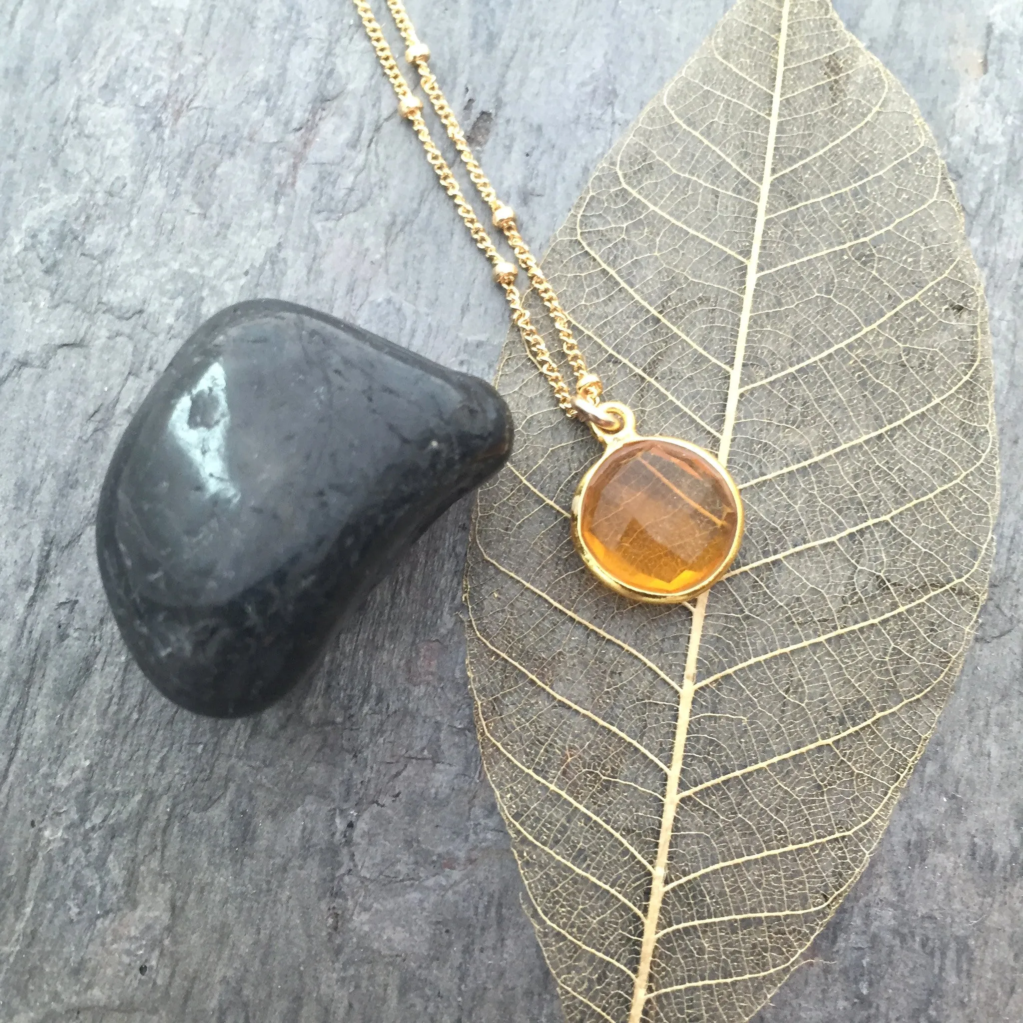 November Citrine Birthstone | Citrine Gemstone | Gold Necklace | Prosperity Optimism