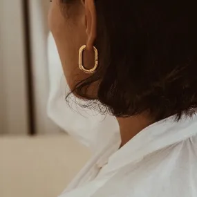 Oval Link Chain Hoop Earrings - 2 Styles