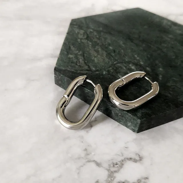 Oval Link Chain Hoop Earrings - 2 Styles