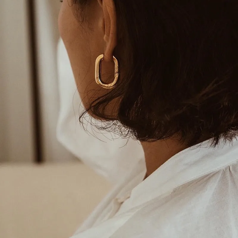 Oval Link Chain Hoop Earrings - 2 Styles