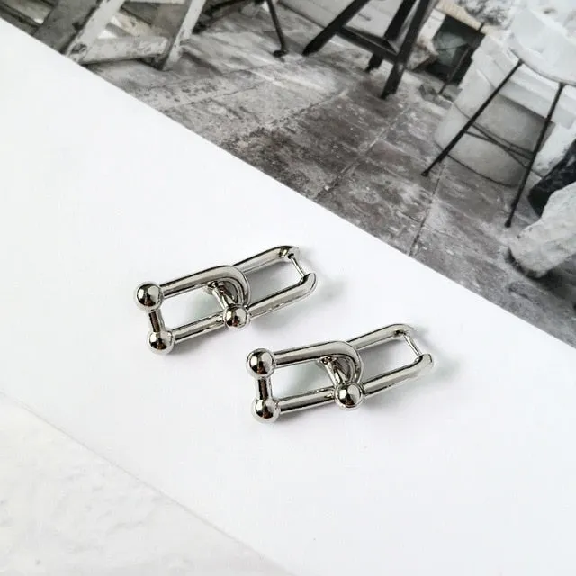 Oval Link Chain Hoop Earrings - 2 Styles