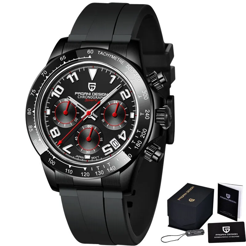 PAGANI DESIGN New Men Quartz Wristwatches Luxury Ceramic Bezel Chronograph Stopwatch Waterproof Stainless Steel Watch For Men