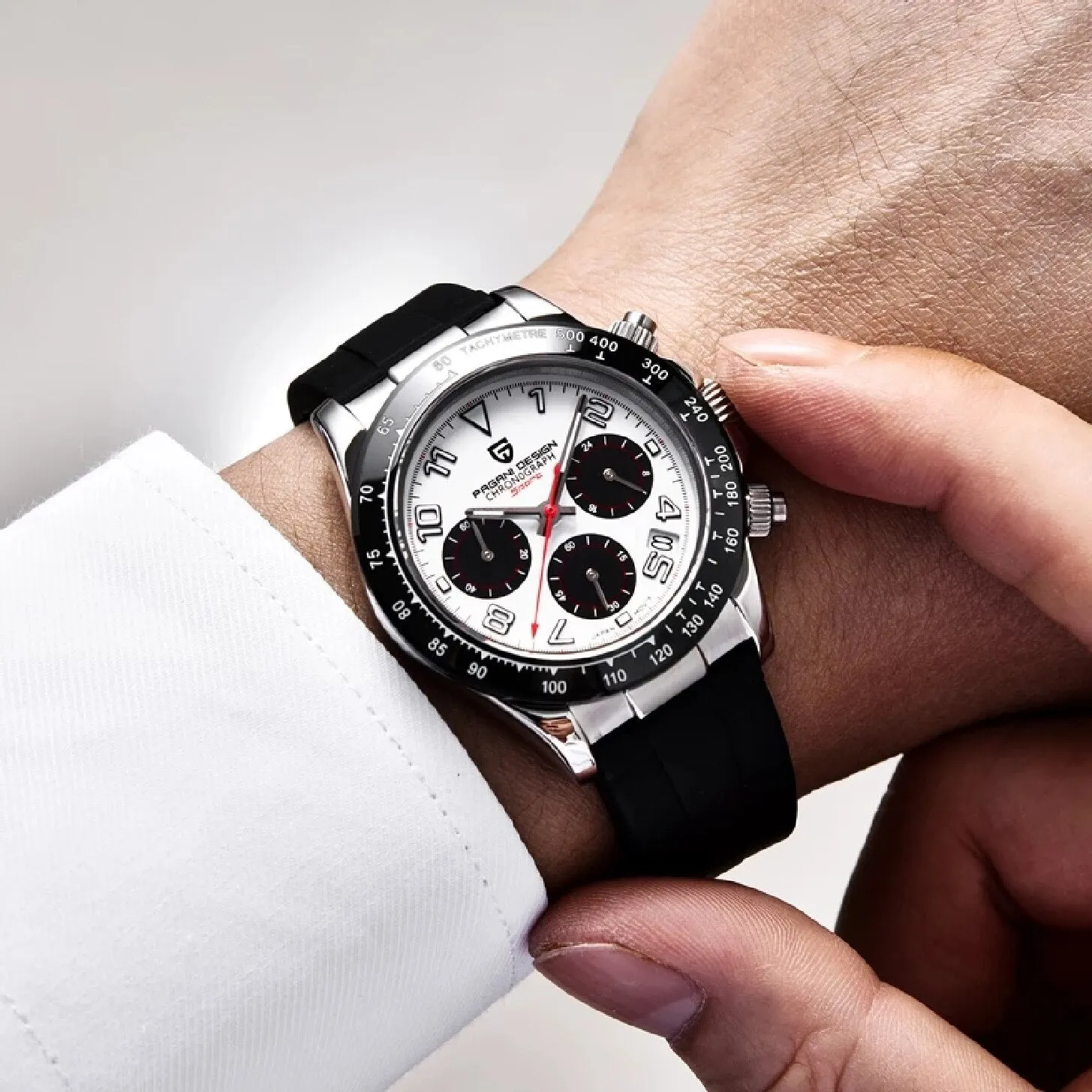 PAGANI DESIGN New Men Quartz Wristwatches Luxury Ceramic Bezel Chronograph Stopwatch Waterproof Stainless Steel Watch For Men