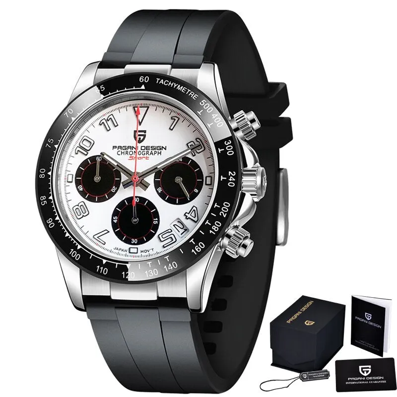 PAGANI DESIGN New Men Quartz Wristwatches Luxury Ceramic Bezel Chronograph Stopwatch Waterproof Stainless Steel Watch For Men