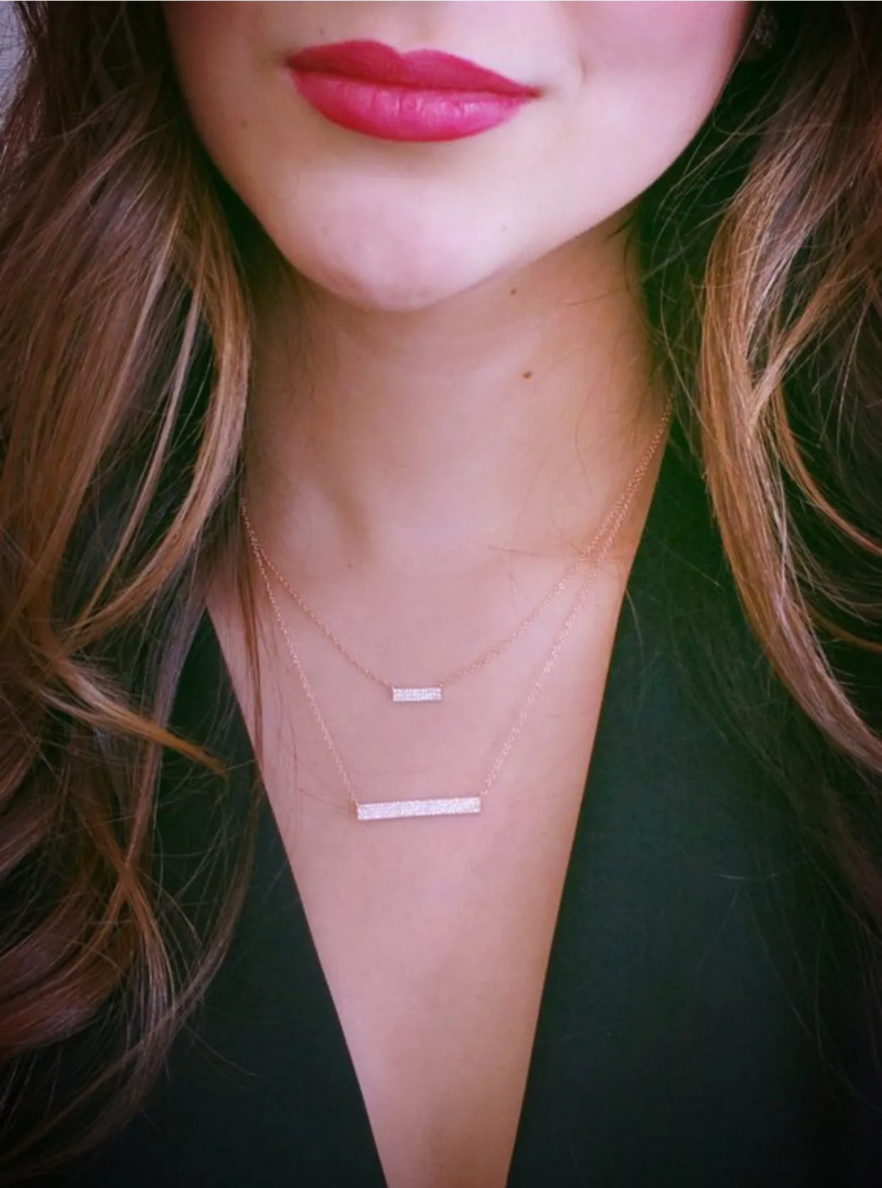 Pave Diamond Bar Necklace